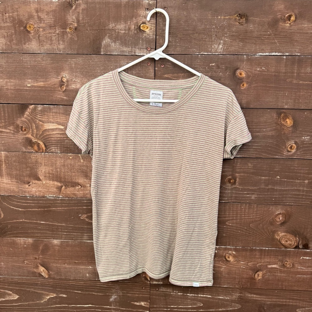 Prana Striped Short Sleeve Shirt Size Small